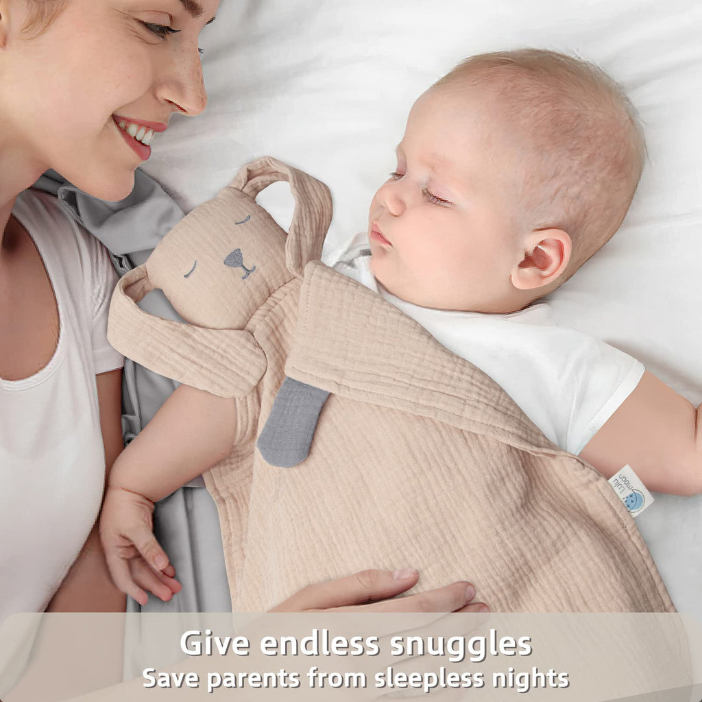 lulumoon Puppy Security Blanket: Skin-Friendly Muslin Lovey for Travel & Daycare - Snuggle Lovie for Self-Soothe