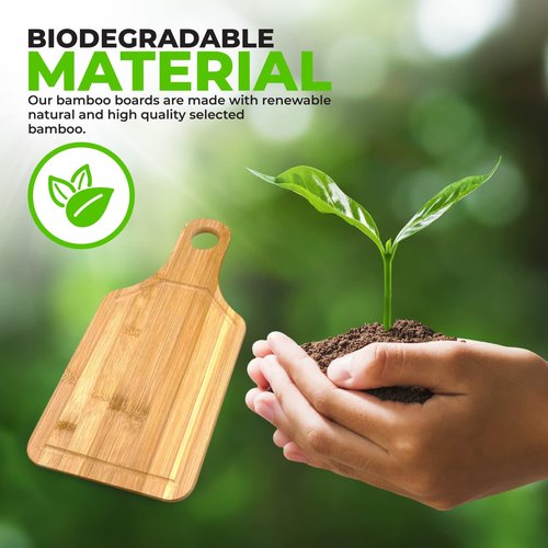 Bulk Plain Bamboo Paddle Cutting Board (Set of 10) | For Customized, Personalized Engraving Purpose | Wholesale Premium Bamboo Blank Board (Handle 16" x 10")