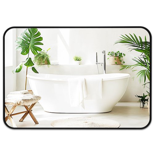 Fabuday Big Black Bathroom Mirror for Over Sink Wall - 26x38 Rounded Rectangle Mirror with Matte Metal Frame, Large Rectangular Vanity Mirrors for Bedroom, Entryway, Horizontally/Vertically