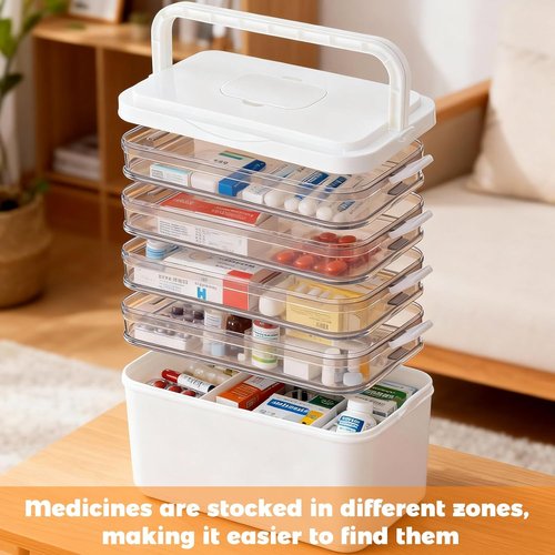 5-Tier Medicine Organizer by [Brand Name] - Portable All-Purpose Medical Cabinet with Handle | 12 x 7 x 12.2 Inch