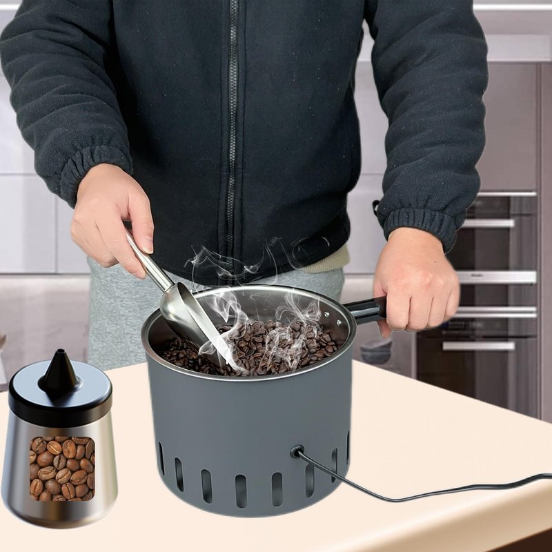 Boicafe Coffee Bean Cooler Electronic Bean Cooling Machine with 304 Stainless Steel Mesh Two Layers 1.3lb Big Capacity Household Roasting (1 Layer with Handle)