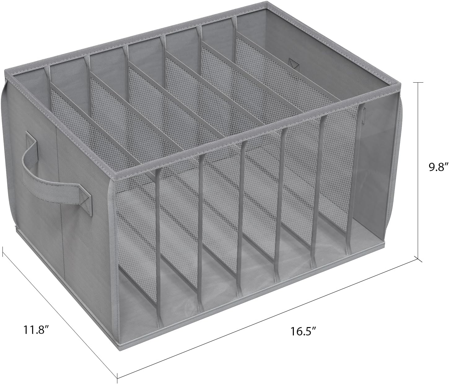 Zilink Upgraded Clothes Organizer - Clear Pants Storage Bins with 7 Grid Dividers | 3 Pack for Closet