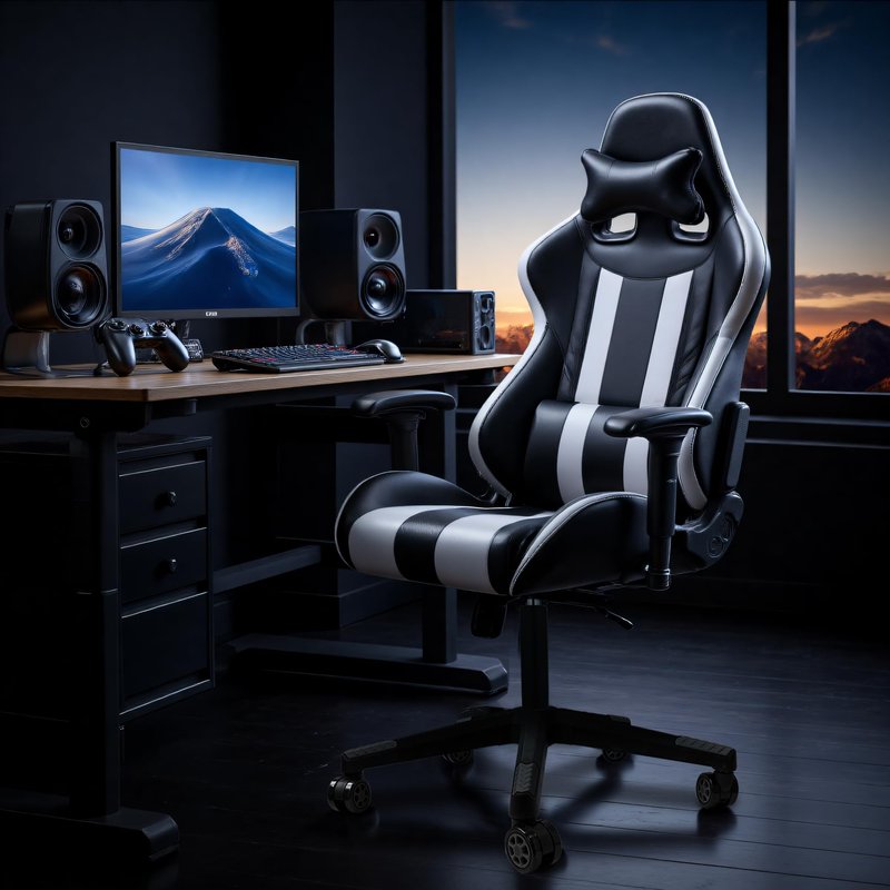 Racfenick 28" Swivel Gaming Office Chair Base Replacement, Heavy Duty Nylon Chair Repair Base Kit with Bottom Plate ,Gas Cylinder and Casters (Grey)