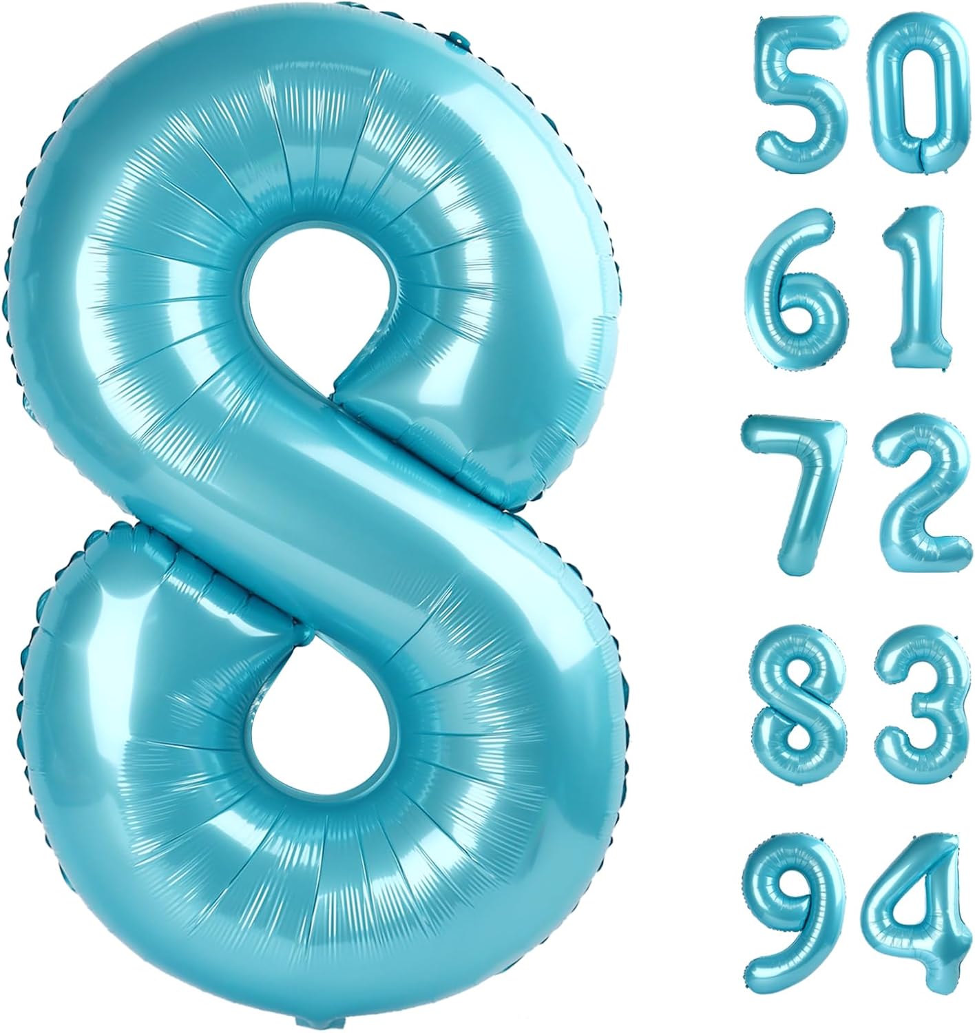 Pearlescent Blue Number 8 Balloon - 40 Inch Birthday Decoration for Boys & Girls | Party Supplies