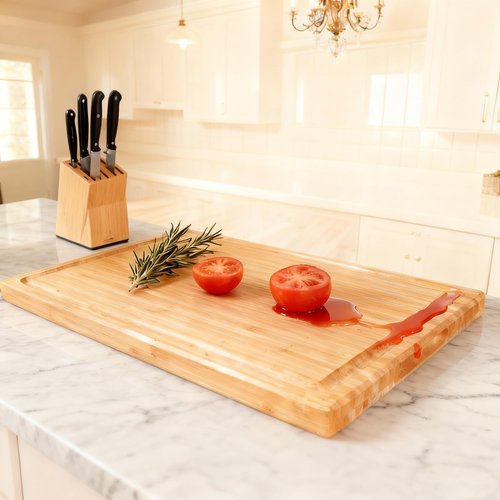 Utoplike Extra Large XXXL Bamboo Cutting Board 24 x16 Inch, Largest Wooden Butcher Block for Turkey, Meat, Vegetables, BBQ, Over the Sink Chopping Board with Handle and Juice Groove, Thickness 1.25"