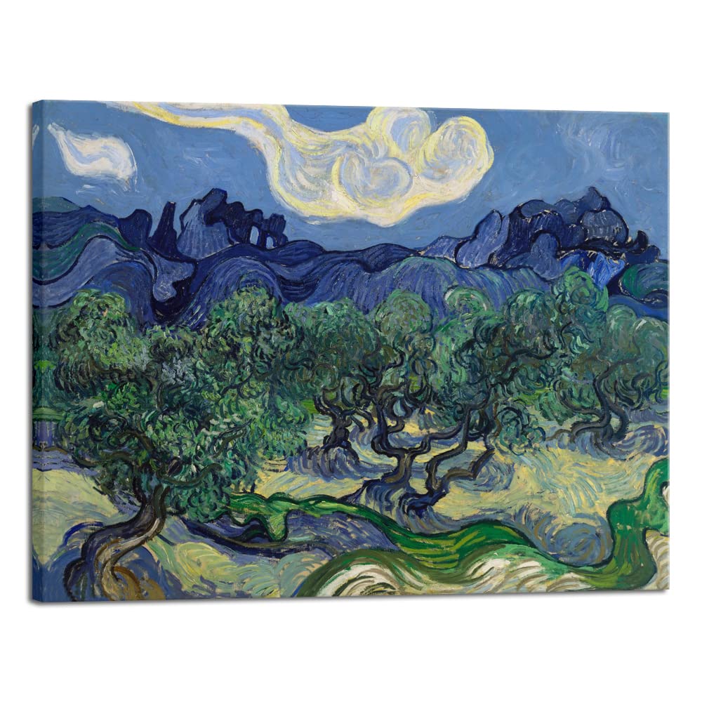 Wieco Art Olive Trees by Van Gogh Classic Abstract Oil Paintings Large Canvas Prints Wall Art Reproduction Artwork Wrapped Landscape Pictures for Living Room Bedroom Home Office Decor