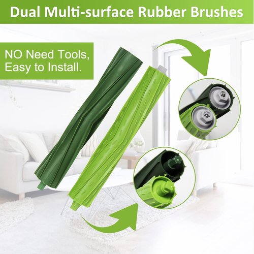 iRobot Replacement Parts - Multi-Surface Rubber Brushes & HEPA Filters | Compatible with i7, i3, i4, j7 Series