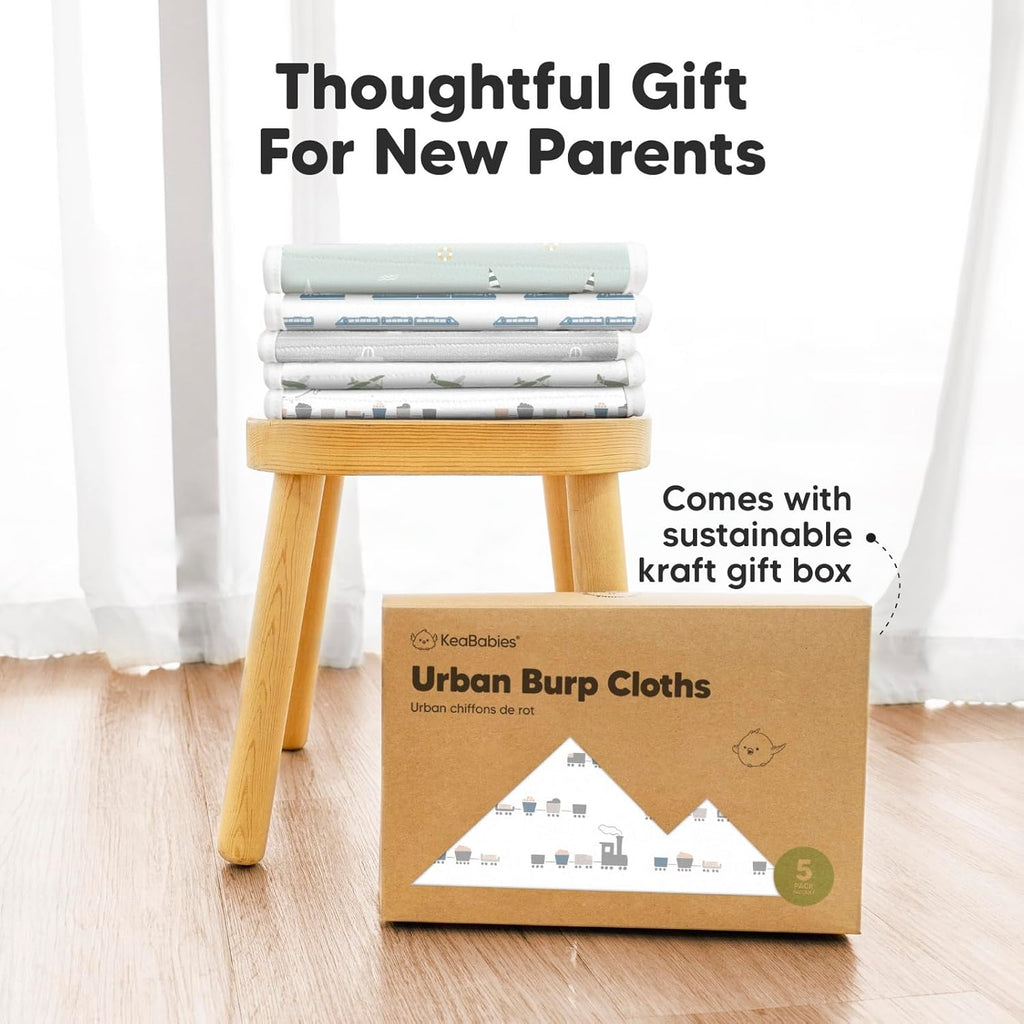 Vessels Organic Burp Cloths - 5-Pack Super Absorbent Cotton Baby Towels | Soft Plush 21" x 10" Unisex Rags