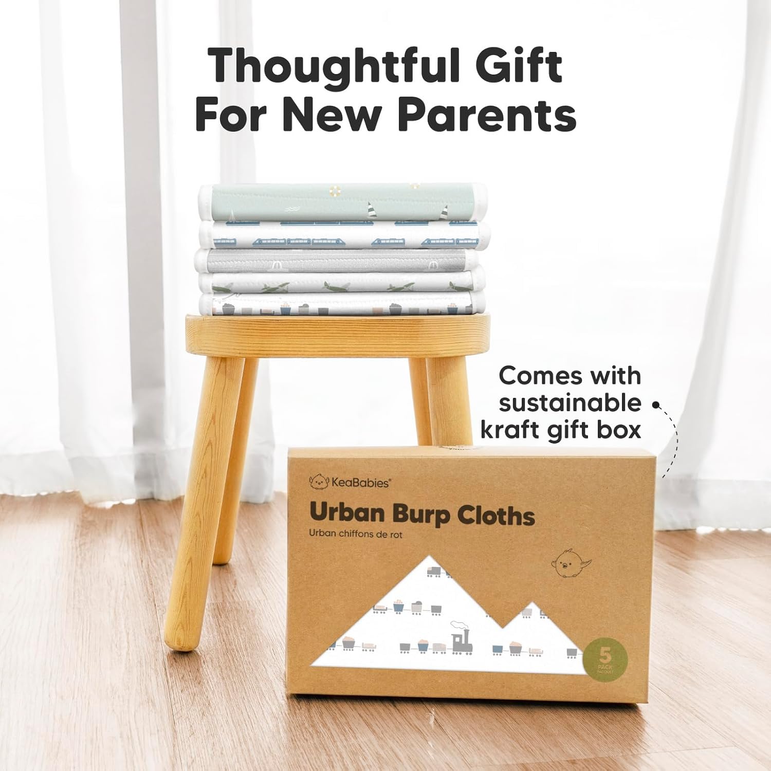 Vessels Organic Burp Cloths - 5-Pack Super Absorbent Cotton Baby Towels | Soft Plush 21" x 10" Unisex Rags