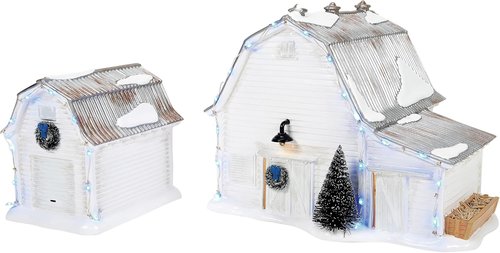 Department 56 Elvis Presley Graceland Stables Lit Building Set - 7.2" & 5" White Decor