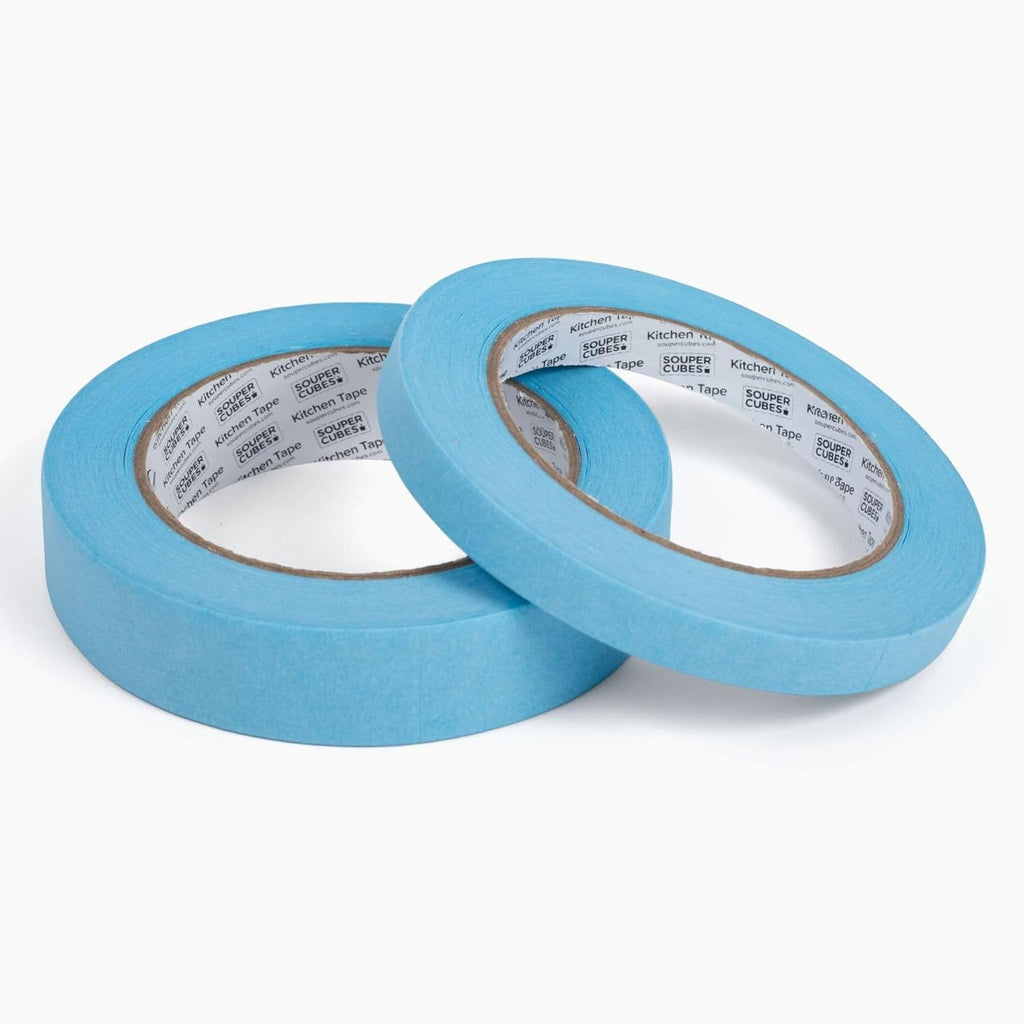 Souper Cubes Kitchen Labeling Tape - 2 Rolls of Freezer Tape in 0.47" & 0.95" Widths for Easy Organization