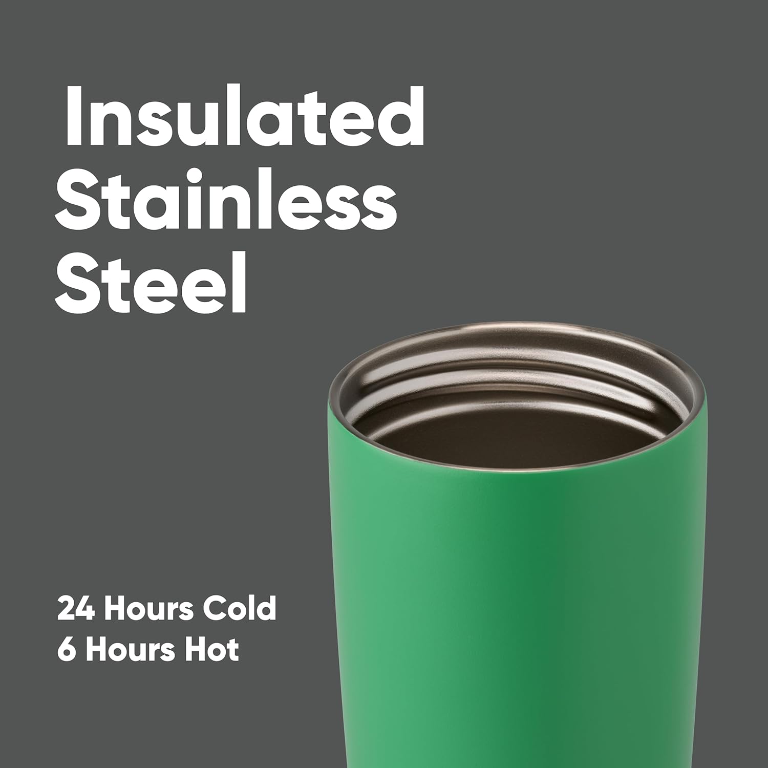 Owala SmoothSip Coffee Tumbler - Insulated Stainless Steel, BPA Free, 20 oz, Grey/Green