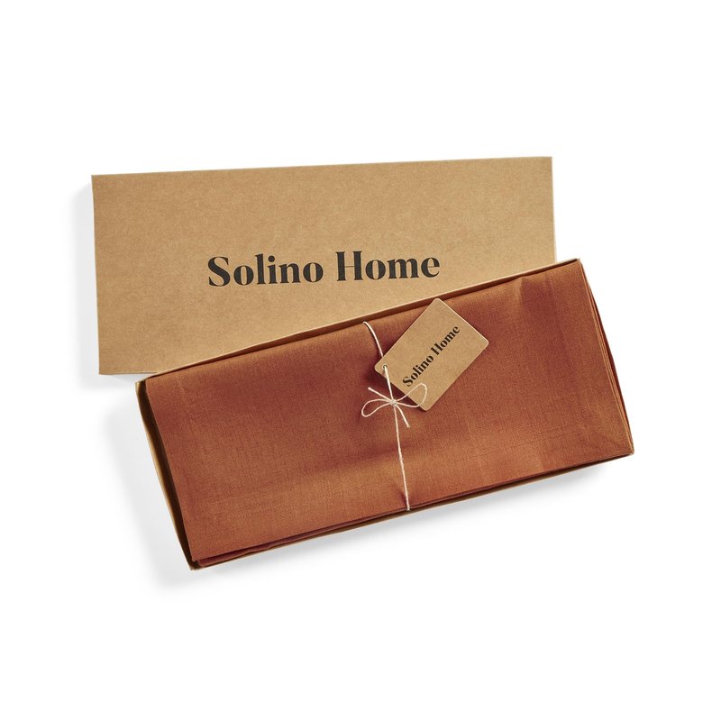 Solino Home Linen Table Runner 36 Inches - 100% Pure Linen Cinnamon Table Runner 14 x 36 Inch Ideal for Dresser and Coffee Tables, Mothers Day - Diana Medium Weight