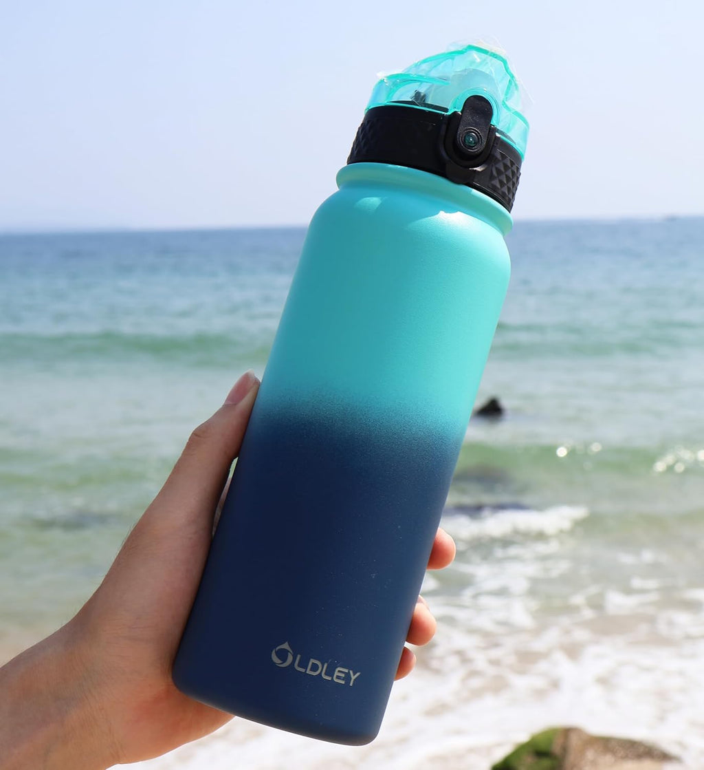 Oldley Insulated Water Bottle - 20oz Stainless Steel with 3 Lids, Fruit Strainer & Leak-Proof Design