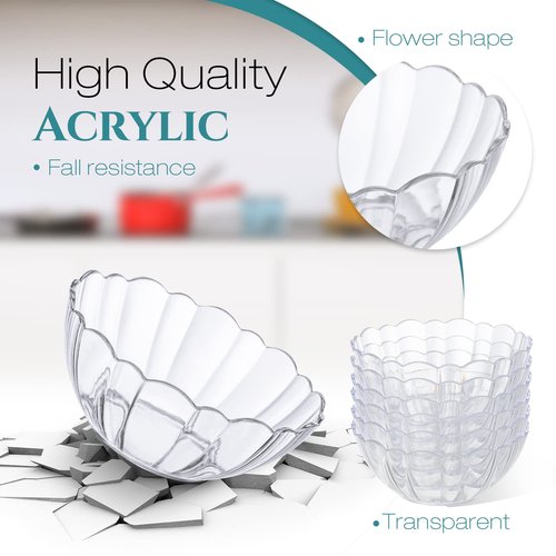 Zeyune 12 Pcs Plastic Serving Bowls 12oz Crystal Plastic Decorative Food Mini Candy Dishes Snack Salad Bowl for Wedding Birthday Party Nut Fruit Candy Dessert Ice Cream