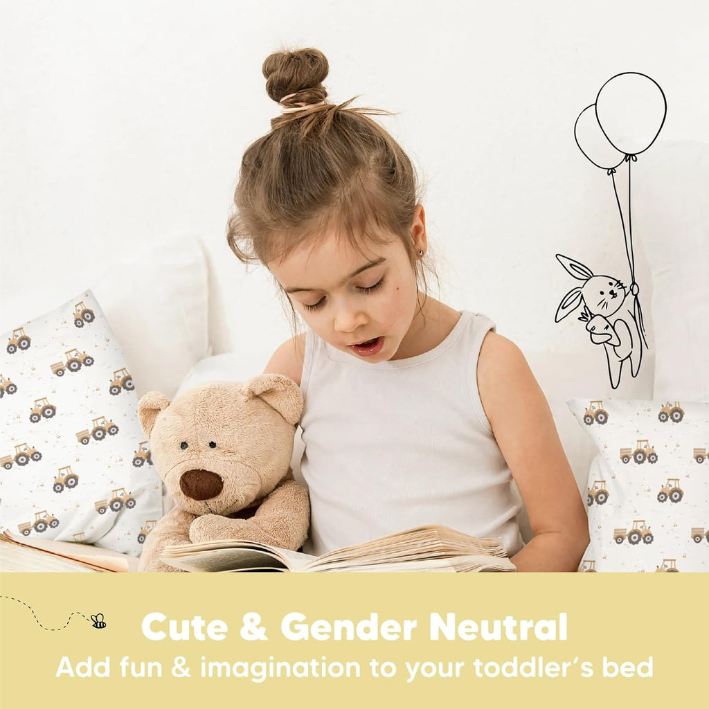 My Little Dreamy Toddler Pillow - Organic Cotton Travel Pillow with Soft Pillowcase | 13x18, Machine Washable, Ideal for Ages 2-5 (Tractor)