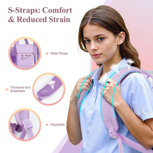 PACKISM Clear Backpack for School Work - 17 inch Heavy Duty Clear Bookbag with Reinforced Bottom, Transparent PVC See Through Security Backpacks for Students with 3 Front Pockets,Purple (Age 12+)