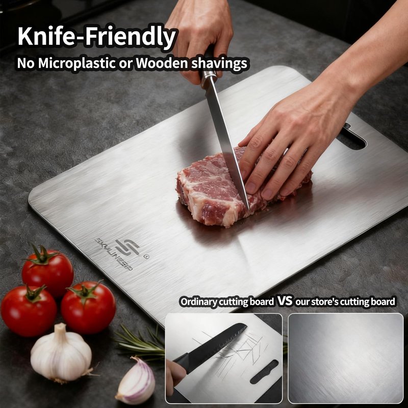 Titanium Cutting Board,100% Pure Titanium Cutting Boards for Kitchen, 2026 New Double Sided Food-Grade Chopping Board for Cutting Meat Vegetable Fruit (14''L x 10''W)