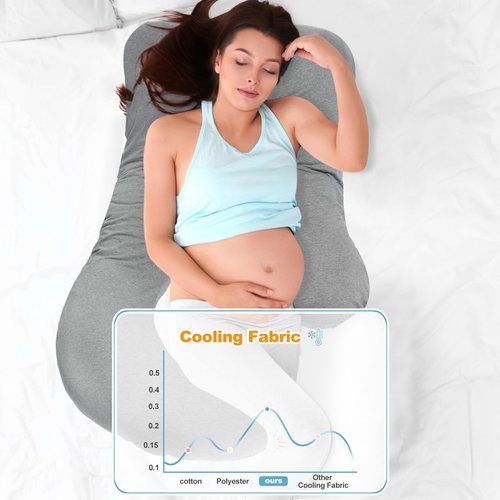 Runhike 57 Inch U Shaped Removable Pregnancy Pillow Cover Compatible with Momcozy,Soft and Breathable,Cooling Polyester Pregnancy Pillow Case Replacement Fits 55/57 Inch