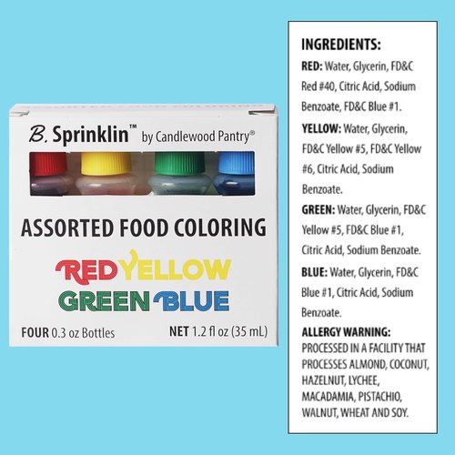 B. Sprinklin Liquid Food Coloring Kit - Vibrant Neon & Regular Colors for Crafts | 8 Bottles, 0.3 fl oz