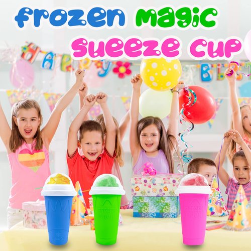 Hoinvaet Magic Slushy Maker Squeeze Cup Slushie Maker, Homemade Milk Shake Maker Cooling Cup Squee DIY it for Everyone (Blue)