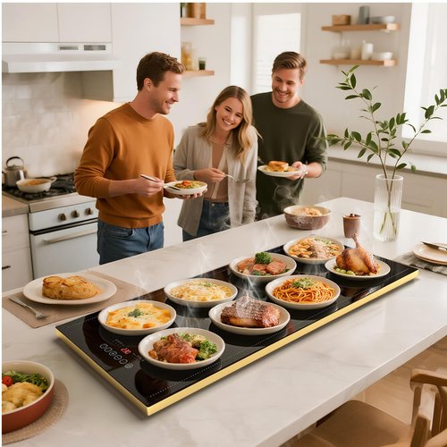 Electric Warming Tray for Buffet, Heats to 100°C in 8s, 11 Temp Settings 40–140°C, Touch Control, 24H Timer, Thermostat and Full Surface Heating, Food Warmer for Parties & Home (Extra Long 32"x18")
