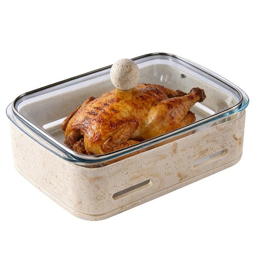 Travertine Textured Chafing Dishes for Buffet Set – 2.5QT Thick Glass Food Warmer with Resin Holder & Glass Lid – Catering-Grade for Wedding, Birthday, Graduations, Showers Parties, Commercial Use