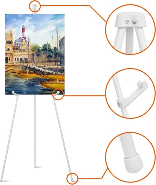 ARTASY 63" Portable Easel Stand - Perfect for Wedding Signs & Posters | Supports 5 lbs - White 1/Pack