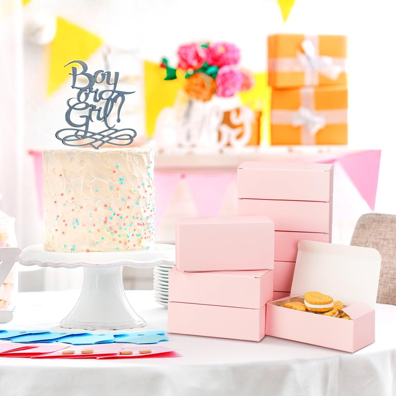 FillTouch 36 Pcs Pink Bakery Boxes 6 x 3 x 1.8 Inch Cookie Boxes Pastry Box for Cupcakes, Desserts, Cookies, Candies Donuts Cookie Containers for Party Favor and Gifts