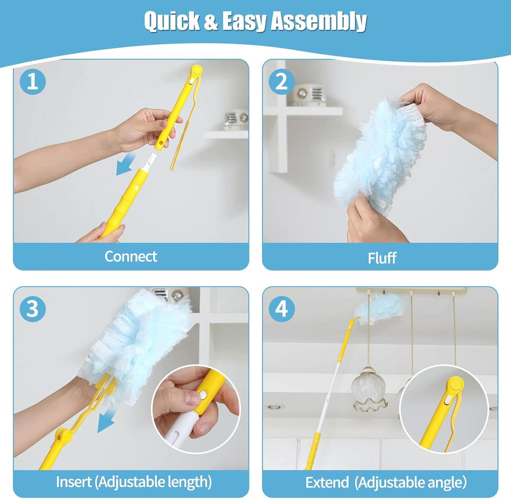 Skiennix 360° Heavy Duty Duster Refills - 40 Count Extra Thick Disposable with 35-Inch Retractable Handle