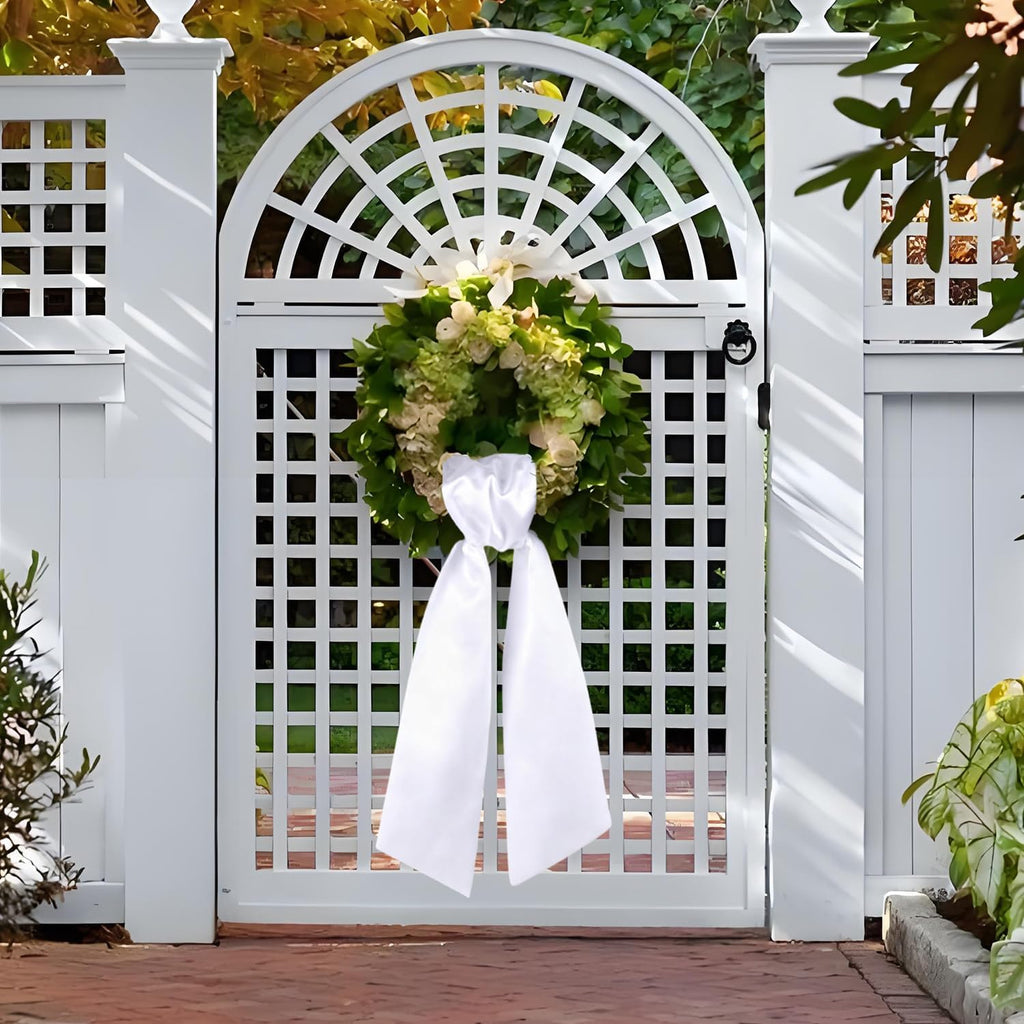 Skiennix Wreath Sash - Elegant White Garland Ribbon for Indoor/Outdoor Decor | 2-Piece Set
