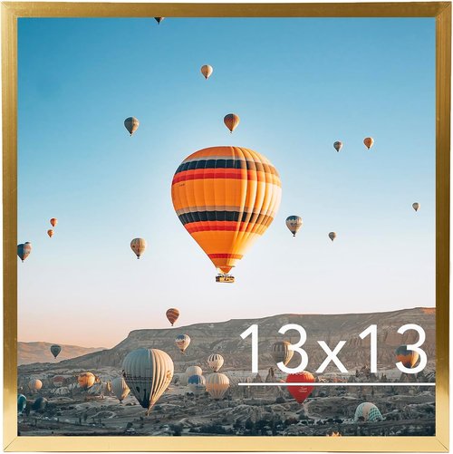 JCJMY 13x13 Gold Picture Frame - Versatile Wall Hanging for Horizontal or Vertical Display | Shatter-Resistant Plexiglass