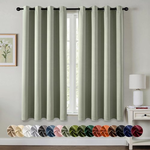 MIULEE Sage Green Blackout Curtains - Thermal Insulated Room Darkening Drapes | 63 Inch, 2 Panels