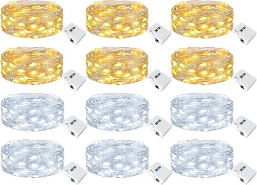 Kolpop 12 Pack LED Fairy Lights - Battery Operated Mini Twinkle String Lights | Waterproof for Christmas & Parties
