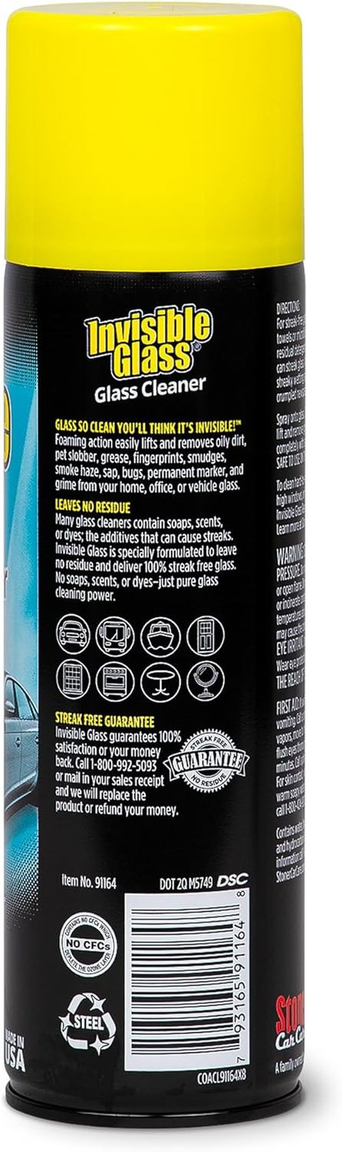 Invisible Glass Premium Aerosol Glass Cleaner Spray - Streak-Free, Ammonia-Free, Tint-Safe | 19 oz (Pack of 6)