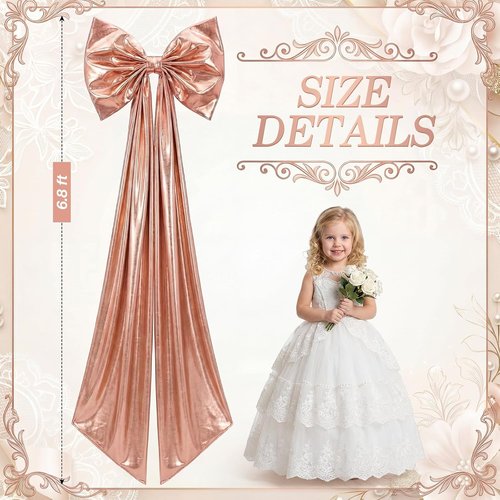 Giant Shiny Bow Decoration - 82-Inch Extra Large Rose Gold Bow with Wire Support for Weddings & Parties