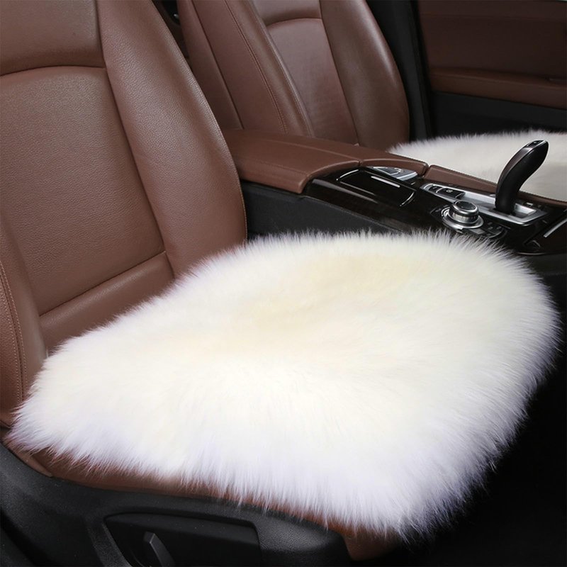 RZLWOOL Genuine Sheepskin Chair Pad 2 Pack Anti Slip Design Natural Wool Soft and Comfortable Suitable for Home Living Room Sofa Bedroom Dining Room(18x18 Inch,Cream White)
