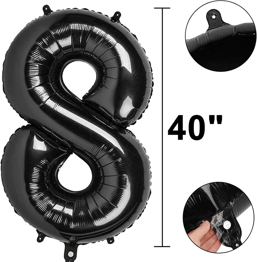 Skiennix 40-Inch Black Number 28 Balloon - Jumbo Mylar Foil Helium Balloon for Birthday & Wedding Decor
