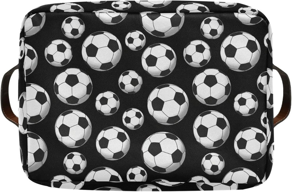 Skiennix Football Storage Basket - Large Collapsible Canvas Bin with Handles for Toys & Clothes