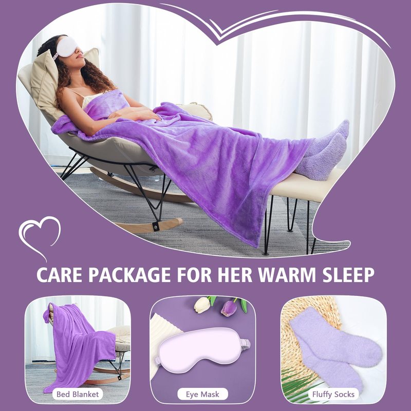 Get Well Gifts for Women, Thinking of You Gift Basket, Unique Self Care Package Relaxing Spa Gift Set, Birthday Gifts Box for Woman, Stocking Stuffers Christmas Gifts for Women Teens Adults, Purple
