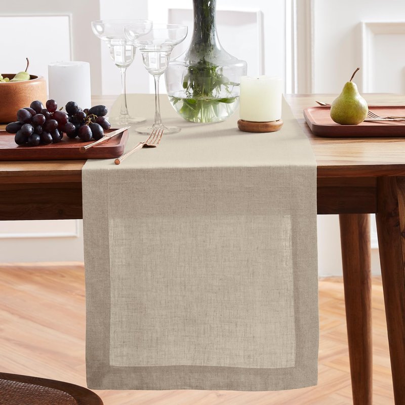 Solino Home Linen Table Runner 36 Inches - 100% Pure Linen Flax Table Runner 14 x 36 Inch Ideal for Dresser and Coffee Tables - Spring, Summer, Mothers Day - Sonoma