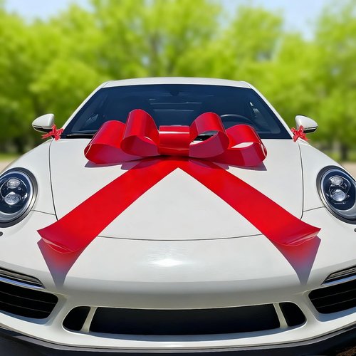 IDOYUAN 30-Inch Big Red Car Bow - Perfect for Car Decor, Gift Wrapping & Holiday Celebrations