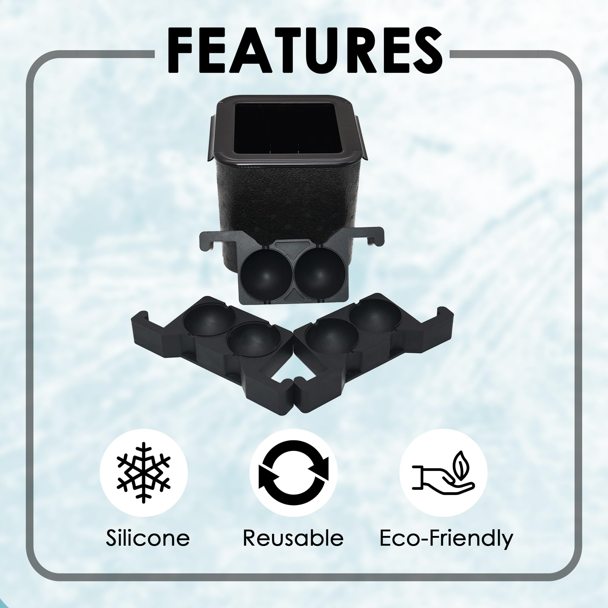 Cocktail Ice Molds Set of 4-2.5" Large Round Ice Cube Trays for Whiskey Rocks, Brandy, Bourbon, Cocktails, Fruit