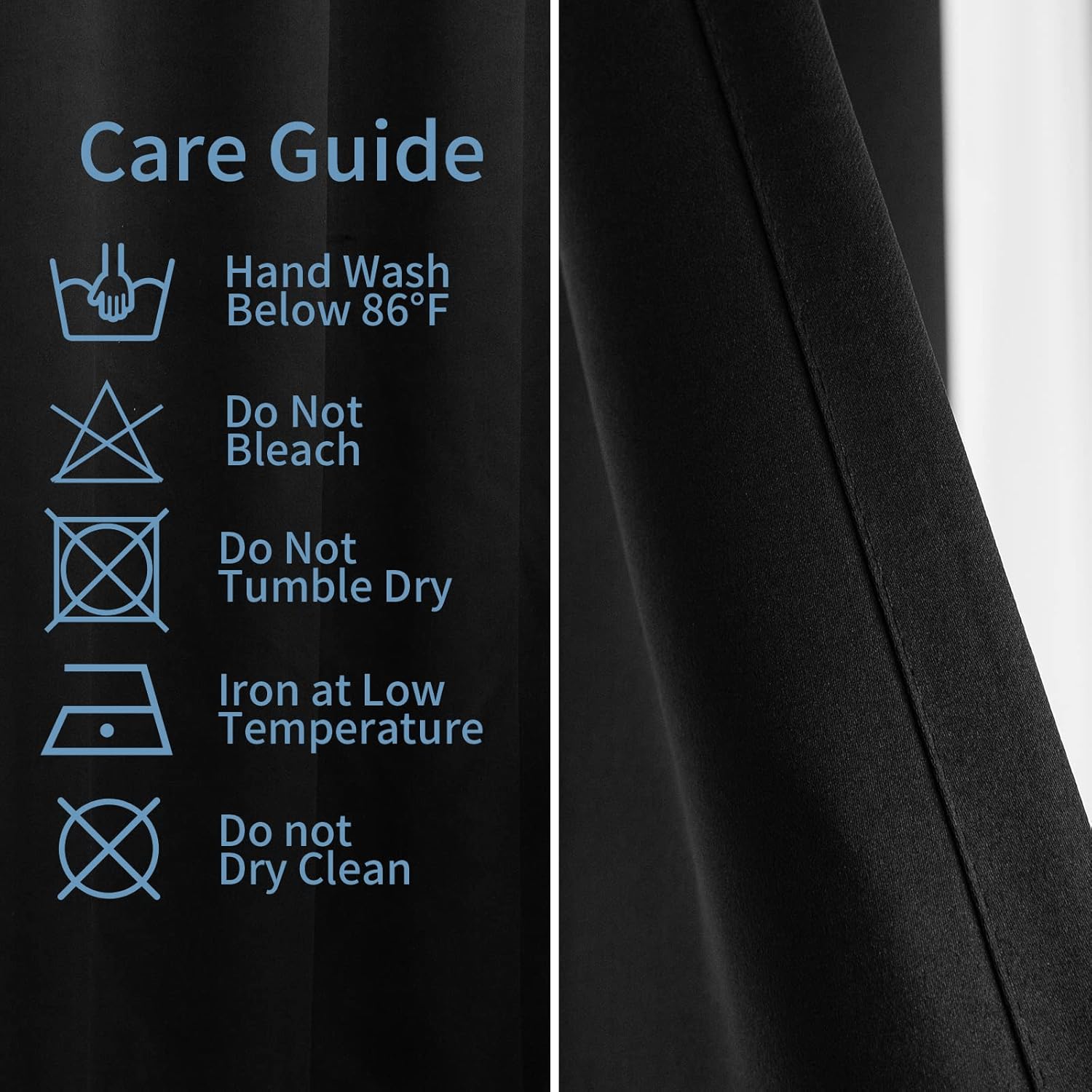 Pickluc Blackout Curtains - Light Blocking Thermal Insulated Drapes, 42" x 54", Black, 2 Panels