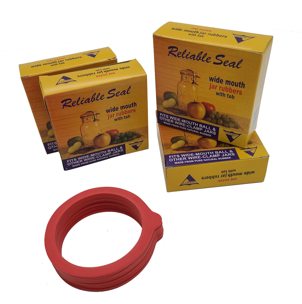 Canning Jar Seal Bundle Includes 48 Wide Mouth Viceroy Jar Rubbers With Tab and 48 Dissolvable Sunivale Jar Labels Replacement Jar Seals for Old Style Canning Jars Natural Rubber Rings