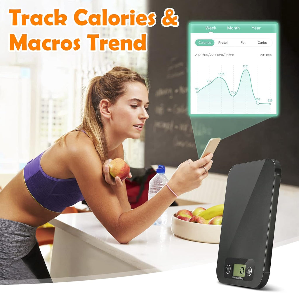 URAMAZ Digital Food Scale - Nutritional Calculator for Weight Loss | 11lb Capacity, Grams & Ounces