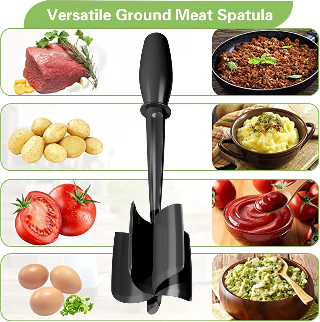 Skiennix Meat Chopper - 5 Curve Blades Ground Beef Smasher Tool | Heat Resistant Nylon Utensil