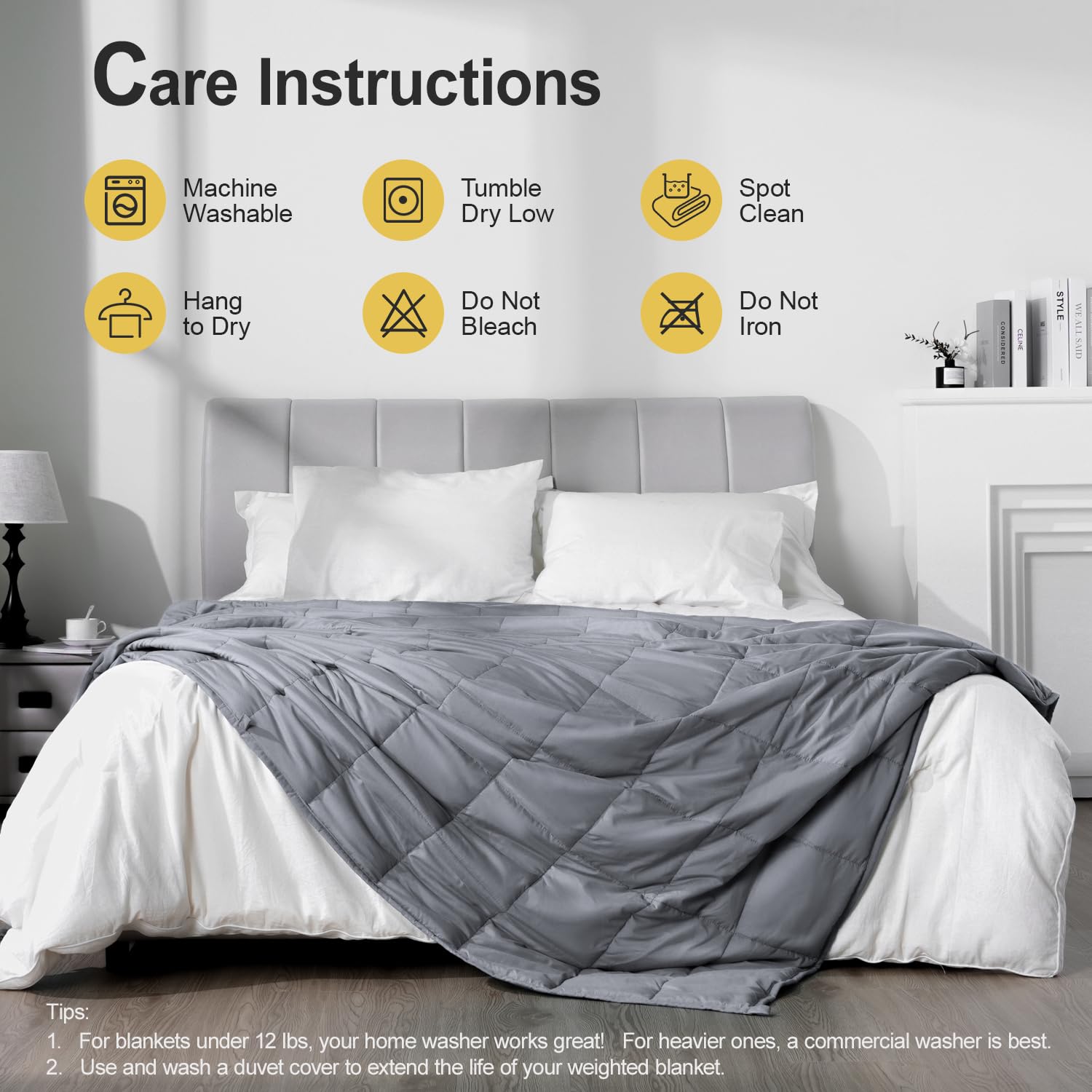 Lofus Weighted Blanket for Adults 15 lbs 48"x 72" Twin Size, Breathable All-Season Weighted Heavy Blankets, Soft Microfiber with Premium Glass Beads for Sleeping, Grey