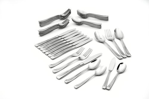 Oneida Silverware Set, Satin Lincoln 45-Piece Everyday Flatware Set, Service For 8, 18/0 Stainless Steel, Satin Finish, Knives Spoons And Forks Set, Dishwasher Safe, Home and Kitchen(Silver, 45 Piece)