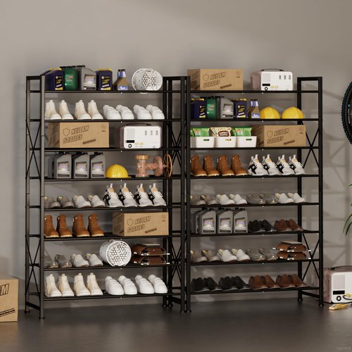 MILEFA Metal Shoe Rack, 8 Tier Tall Shoe Organizer Holds 40 Pairs, Study Shoes Stand for Garage, Closet, Entryway, Front Door Entrance